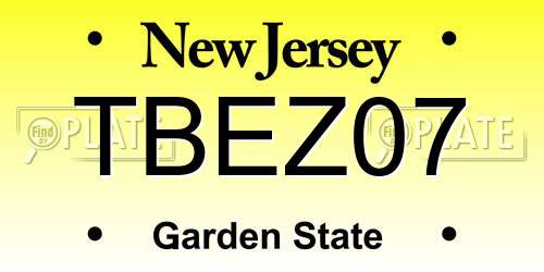 TBEZ07 New Jersey License Plate
