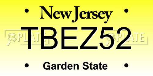 TBEZ52 New Jersey License Plate