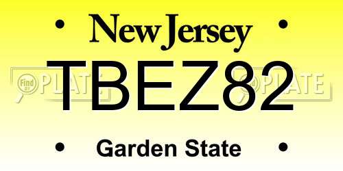 TBEZ82 New Jersey License Plate