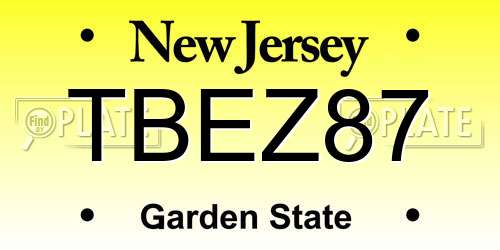 TBEZ87 New Jersey License Plate