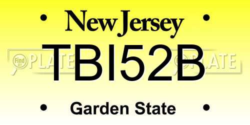 TBI52B New Jersey License Plate