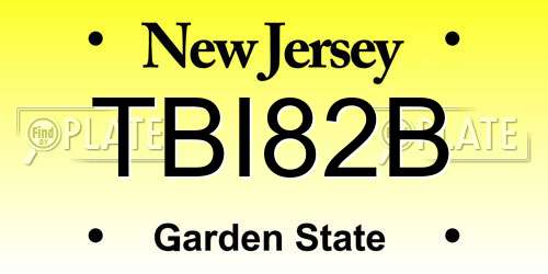 TBI82B New Jersey License Plate