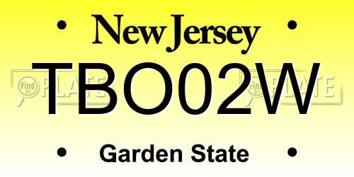 TBO02W New Jersey License Plate