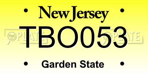TBO053 New Jersey License Plate