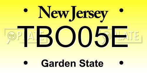 TBO05E New Jersey License Plate