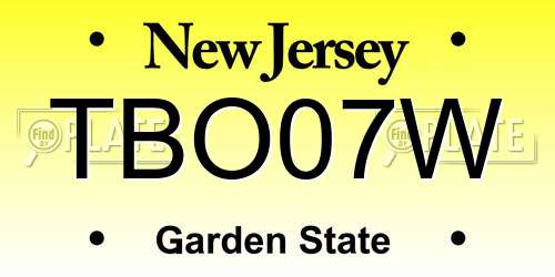 TBO07W New Jersey License Plate