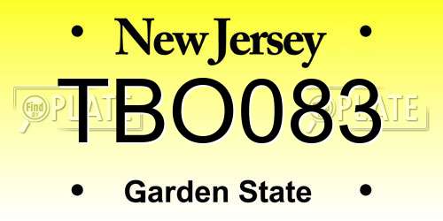 TBO083 New Jersey License Plate