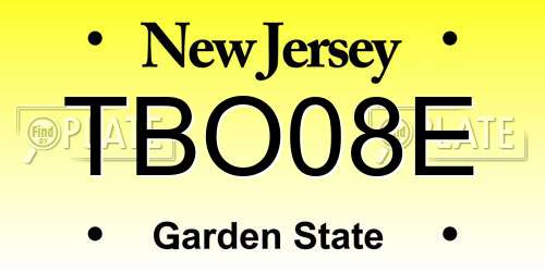 TBO08E New Jersey License Plate