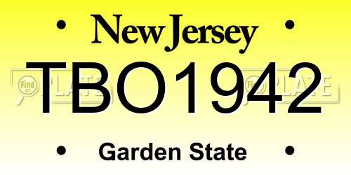 TBO1942 New Jersey License Plate