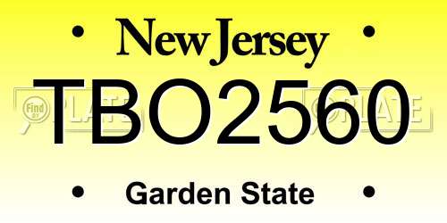 TBO2560 New Jersey License Plate