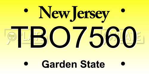 TBO7560 New Jersey License Plate