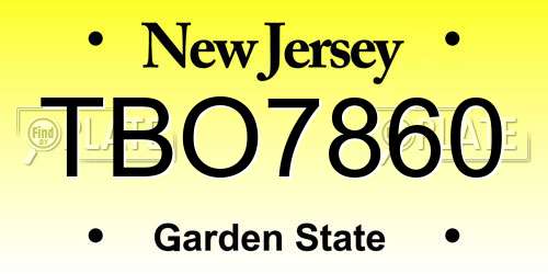 TBO7860 New Jersey License Plate