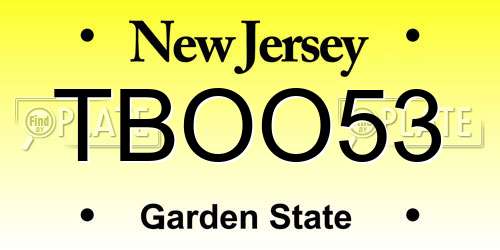 TBOO53 New Jersey License Plate