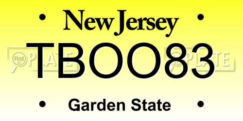 TBOO83 New Jersey License Plate