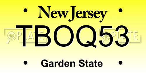 TBOQ53 New Jersey License Plate