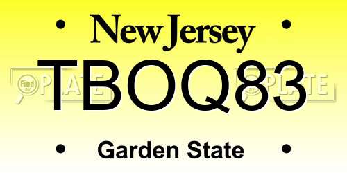 TBOQ83 New Jersey License Plate
