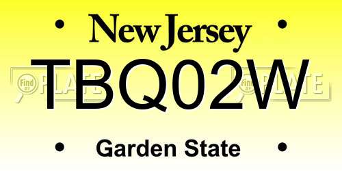 TBQ02W New Jersey License Plate