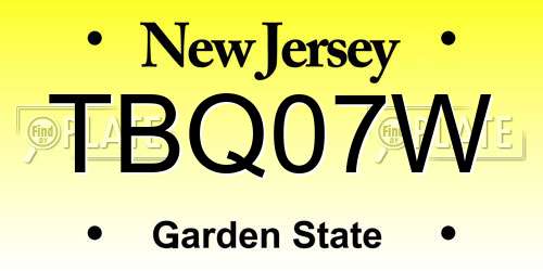 TBQ07W New Jersey License Plate