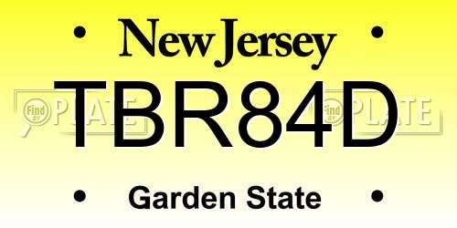 TBR84D New Jersey License Plate