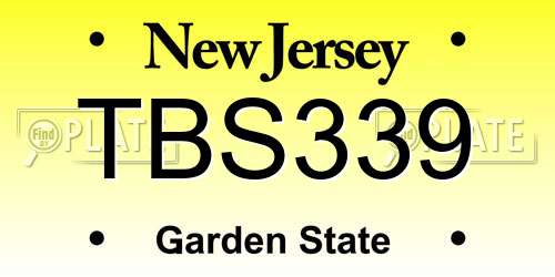 TBS339 New Jersey License Plate