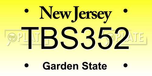 TBS352 New Jersey License Plate