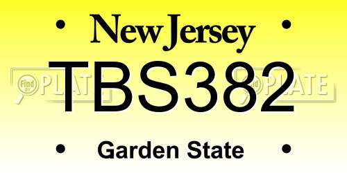 TBS382 New Jersey License Plate
