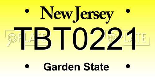 TBT0221 New Jersey License Plate