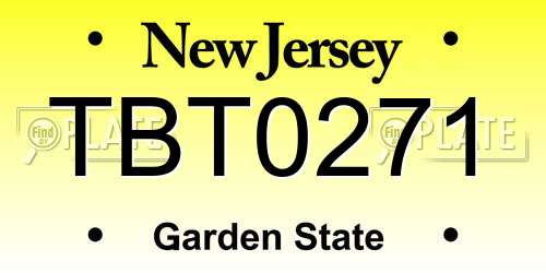 TBT0271 New Jersey License Plate
