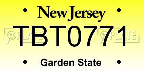 TBT0771 New Jersey License Plate