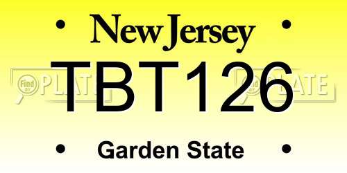 TBT126 New Jersey License Plate