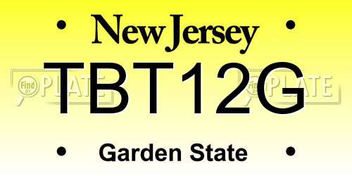 TBT12G New Jersey License Plate