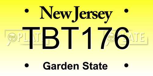 TBT176 New Jersey License Plate