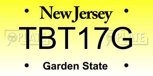 TBT17G New Jersey License Plate