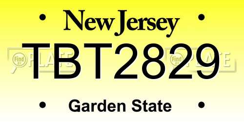 TBT2829 New Jersey License Plate