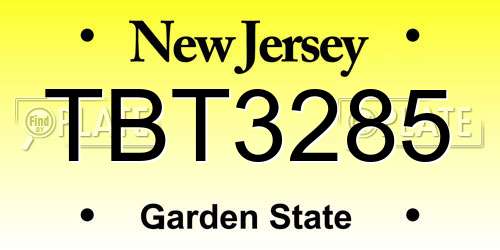 TBT3285 New Jersey License Plate