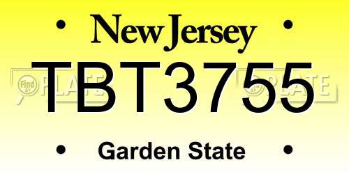 TBT3755 New Jersey License Plate