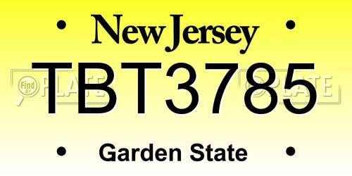 TBT3785 New Jersey License Plate