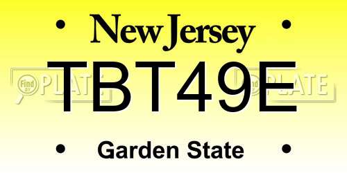 TBT49E New Jersey License Plate