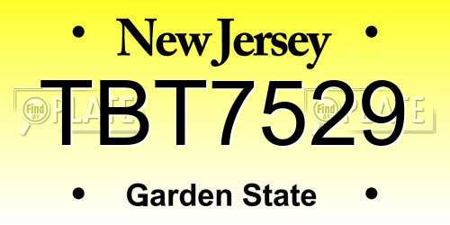 TBT7529 New Jersey License Plate