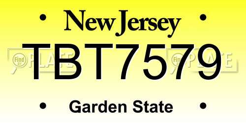 TBT7579 New Jersey License Plate