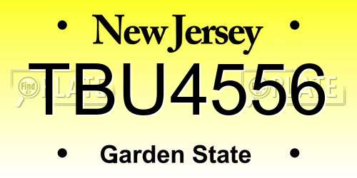 TBU4556 New Jersey License Plate