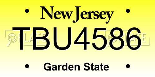 TBU4586 New Jersey License Plate