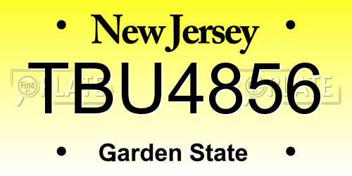 TBU4856 New Jersey License Plate
