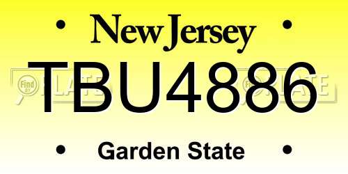 TBU4886 New Jersey License Plate