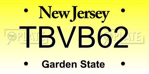 TBVB62 New Jersey License Plate