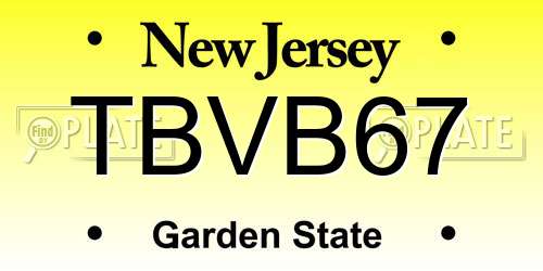 TBVB67 New Jersey License Plate