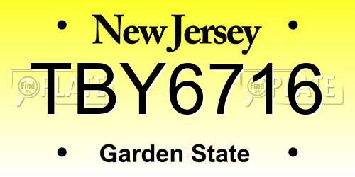 TBY6716 New Jersey License Plate