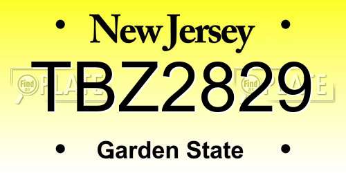 TBZ2829 New Jersey License Plate