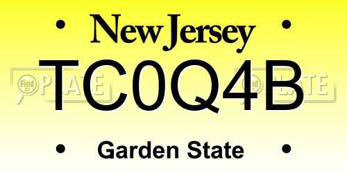 TC0Q4B New Jersey License Plate