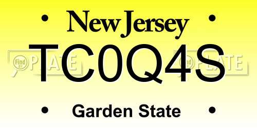 TC0Q4S New Jersey License Plate